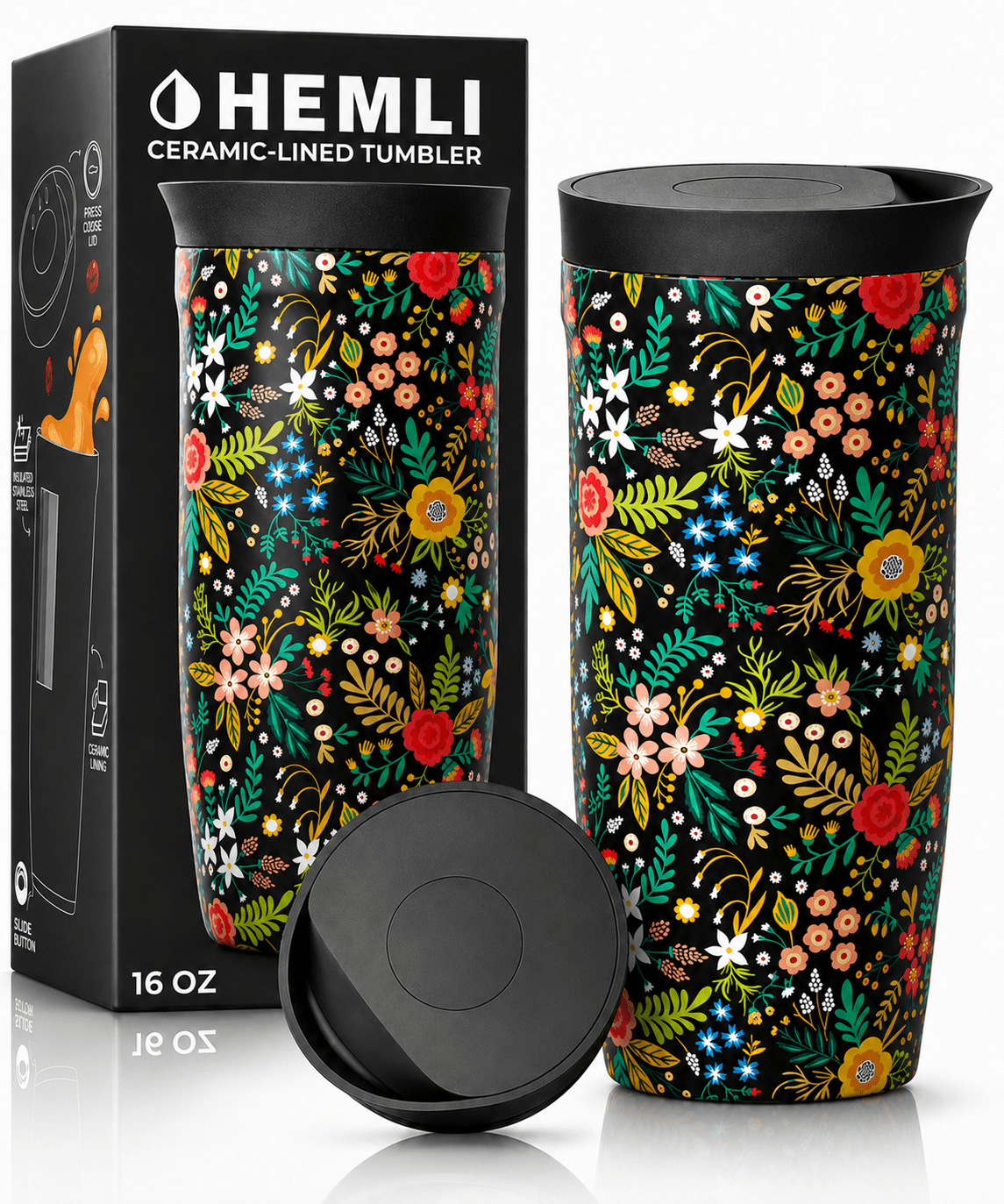 16 oz Ceramic-Lined Coffee Travel Tumbler - HEMLI