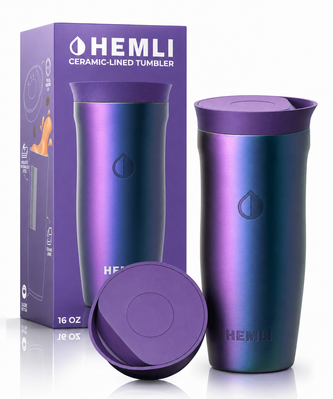 16 oz Ceramic-Lined Coffee Travel Tumbler - HEMLI