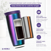 16 oz Ceramic-Lined Coffee Travel Tumbler - HEMLI