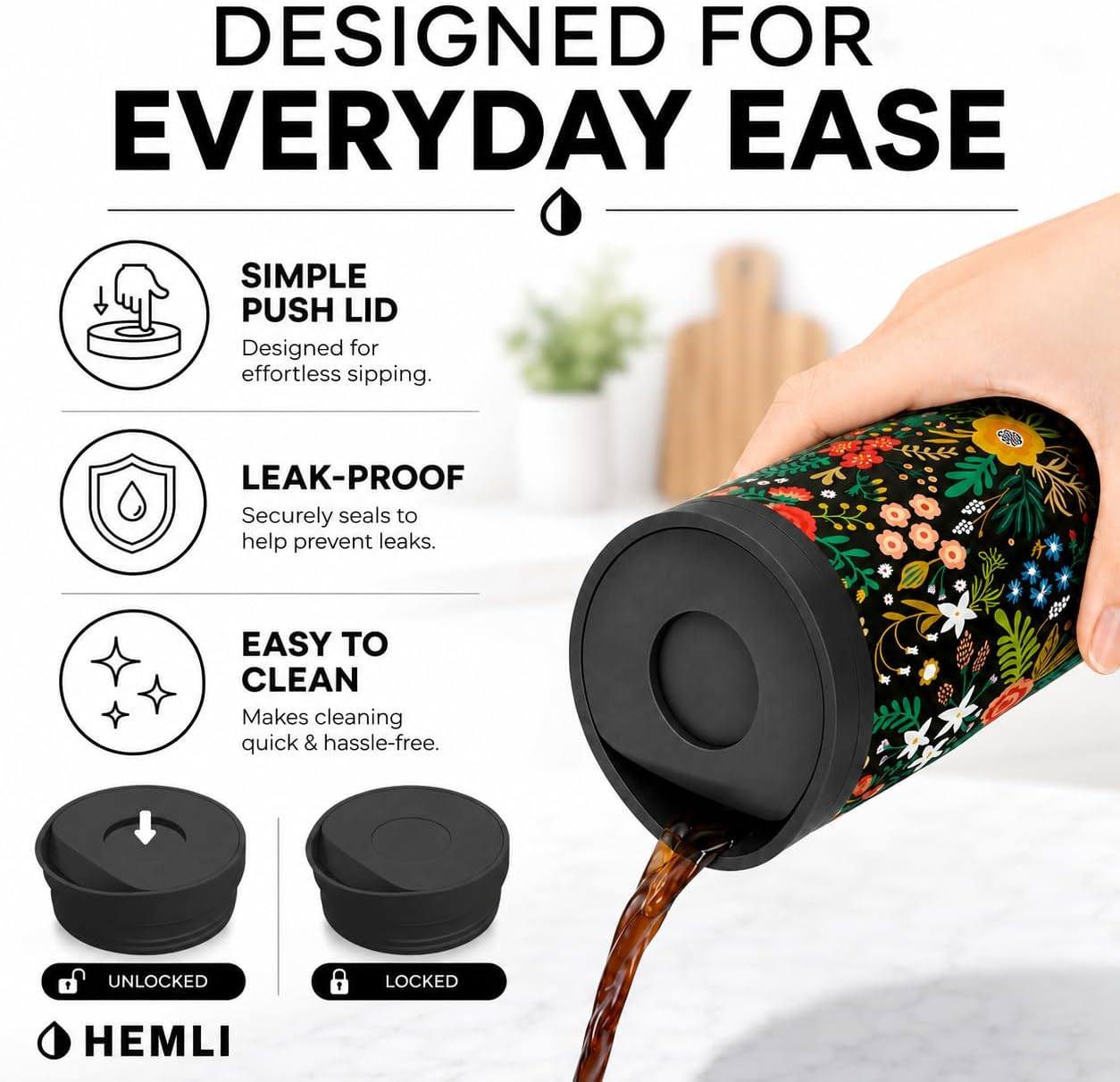 16 oz Ceramic-Lined Coffee Travel Tumbler - HEMLI