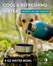 Insulated Dog Water Bottle with Food Bowl & Carrying Case