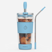 19 oz Double - Walled Glass Tumbler with Metal Straws - HEMLI