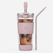 19 oz Double - Walled Glass Tumbler with Metal Straws - HEMLI