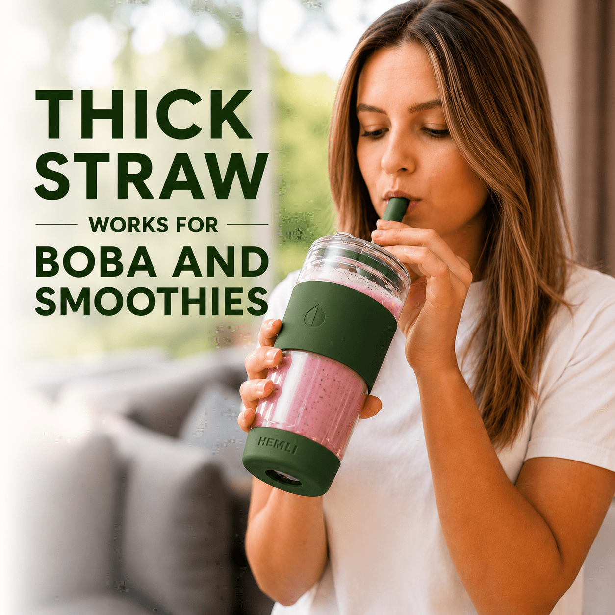 19 oz Double-Walled Glass Tumbler with Metal Straws - HEMLI