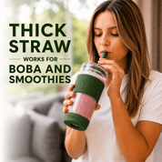 19 oz Double-Walled Glass Tumbler with Metal Straws - HEMLI