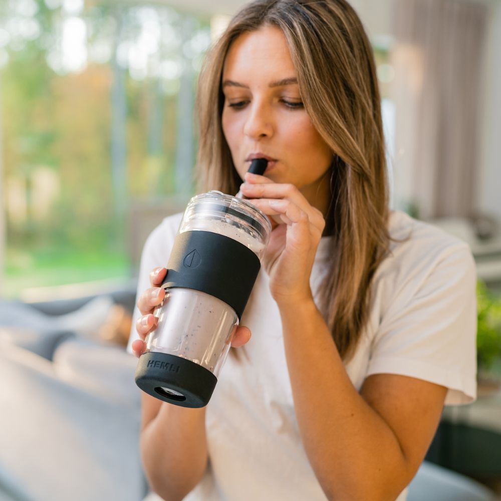 19 oz Double - Walled Glass Tumbler with Metal Straws - HEMLI