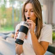 19 oz Double - Walled Glass Tumbler with Metal Straws - HEMLI