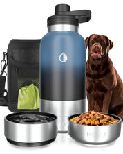 Insulated Dog Water Bottle with Food Bowl & Carrying Case