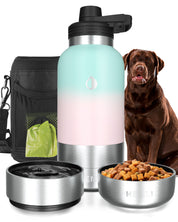 Insulated Dog Water Bottle with Food Bowl & Carrying Case