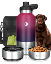 Insulated Dog Water Bottle with Food Bowl & Carrying Case