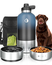 Insulated Dog Water Bottle with Food Bowl & Carrying Case