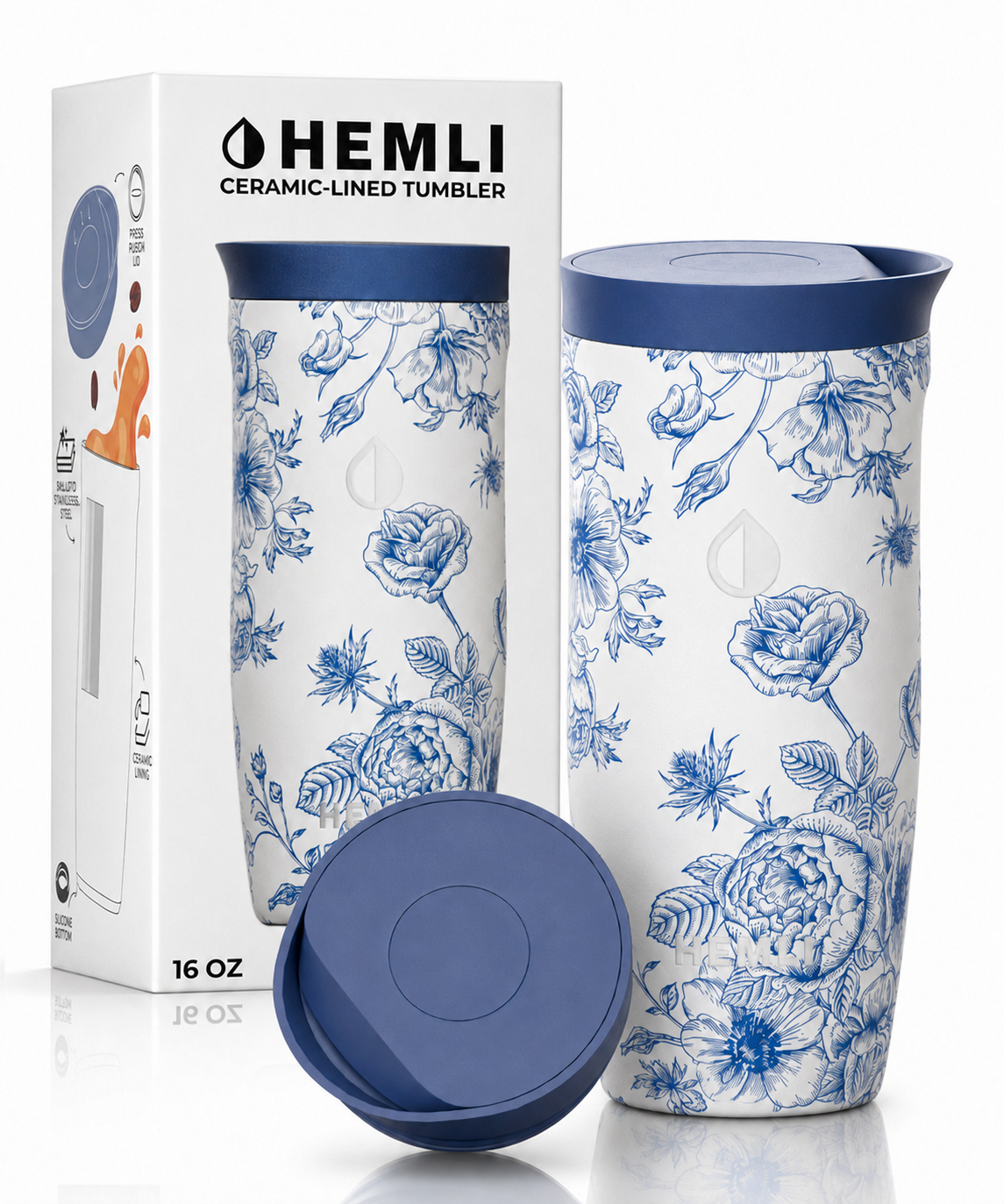 16 oz Ceramic-Lined Coffee Travel Tumbler