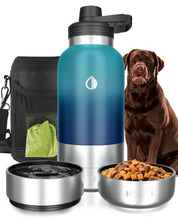 Dog Water Bottle with Detachable Water Bowl, Food Bowl & Carrying Case - HEMLI