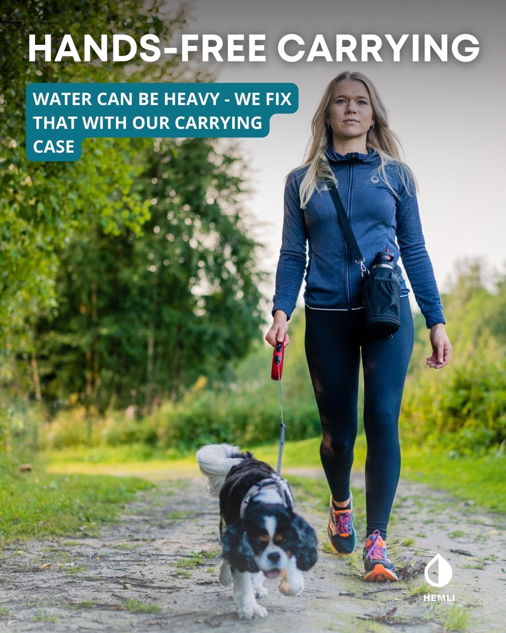 Dog Water Bottle with Detachable Water Bowl, Food Bowl & Carrying Case - HEMLI