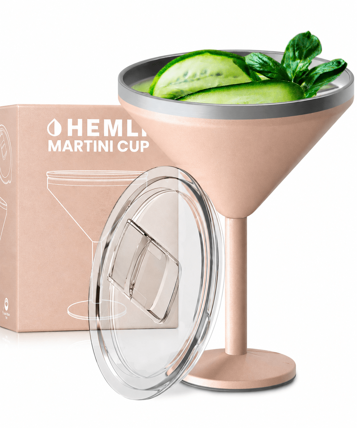 Insulated Martini Tumbler | Stainless Steel Cocktail Glass with Lid - HEMLI