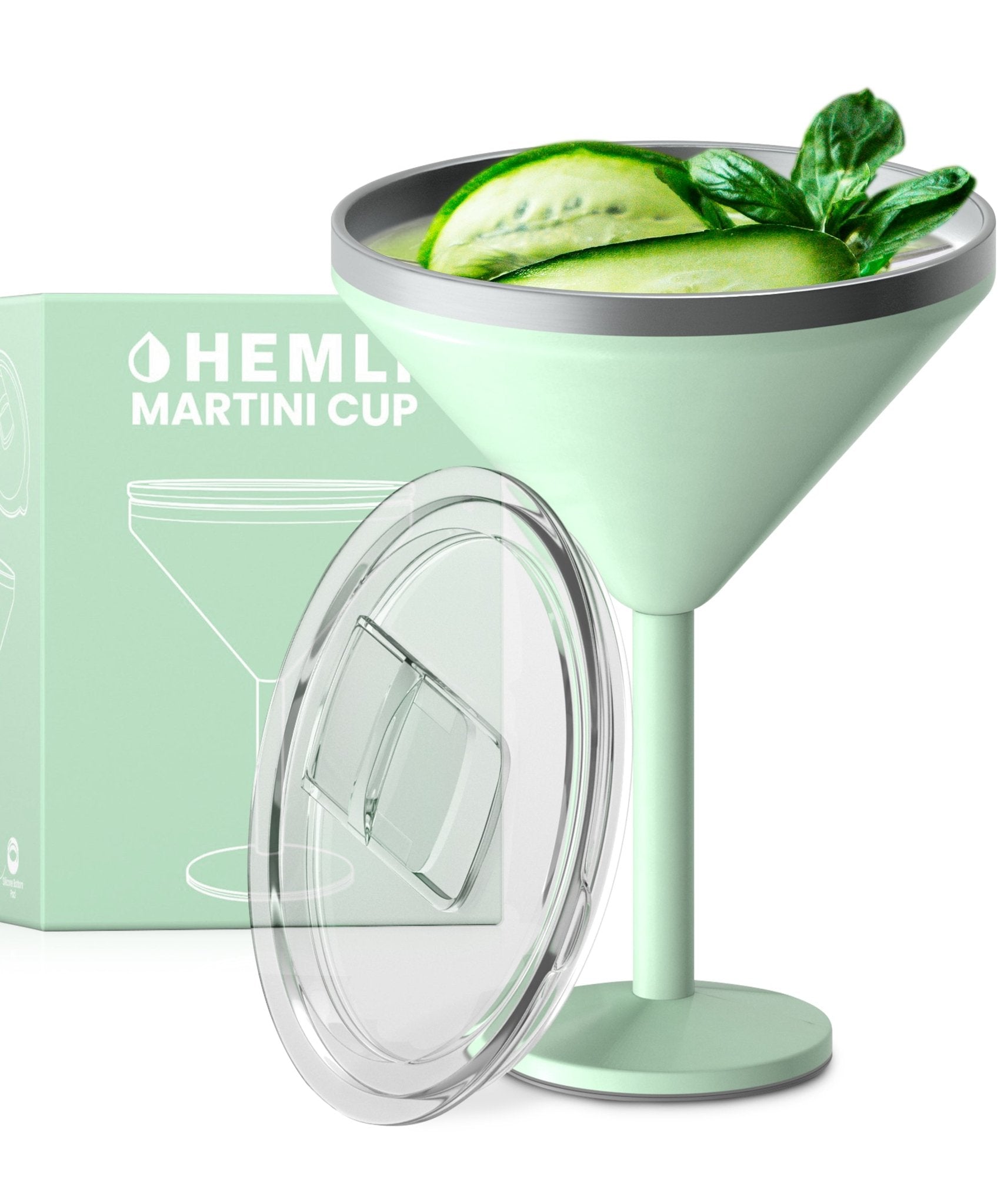 Insulated Martini Tumbler | Stainless Steel Cocktail Glass with Lid - HEMLI
