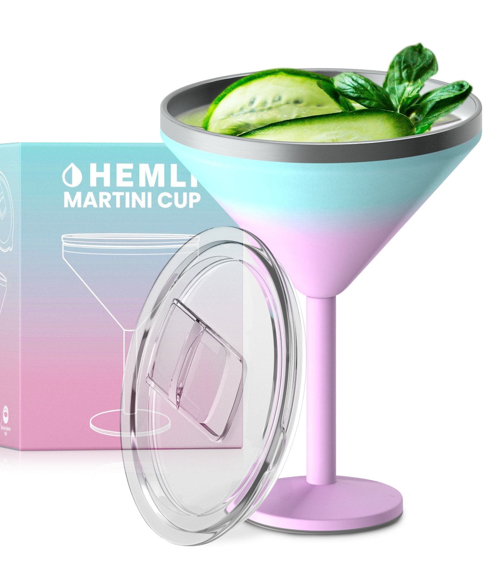 Insulated Martini Tumbler | Stainless Steel Cocktail Glass with Lid - HEMLI