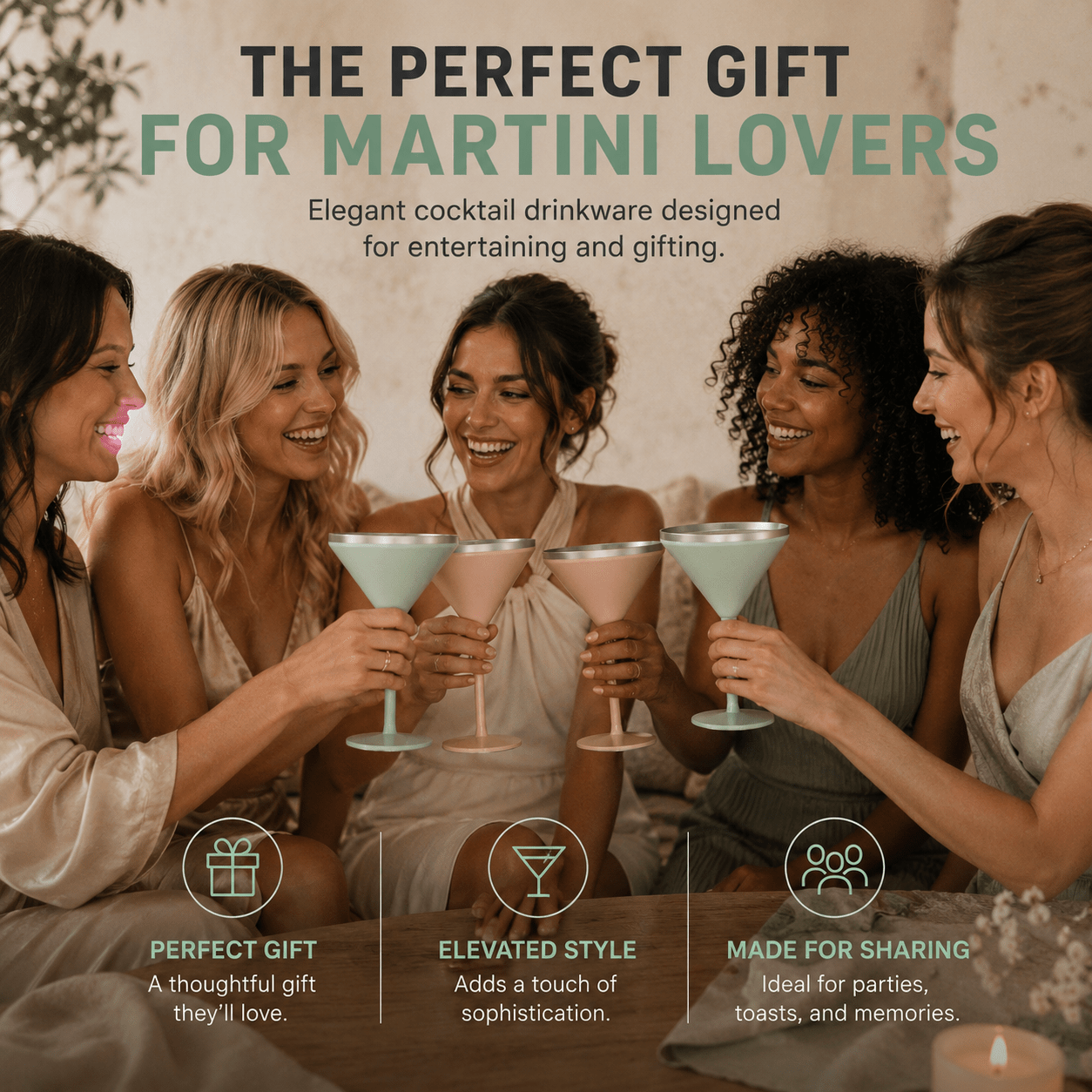 Insulated Martini Tumbler | Stainless Steel Cocktail Glass with Lid - HEMLI