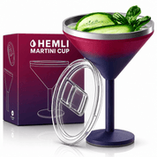 Insulated Martini Tumbler | Stainless Steel Cocktail Glass with Lid - HEMLI