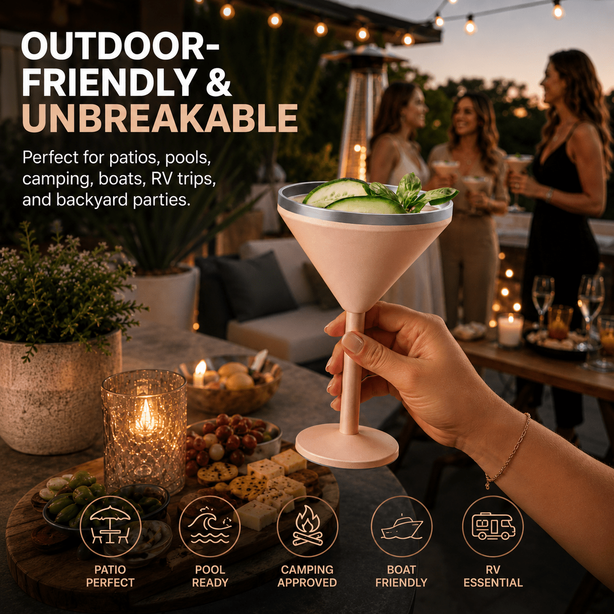 Insulated Martini Tumbler | Stainless Steel Cocktail Glass with Lid - HEMLI